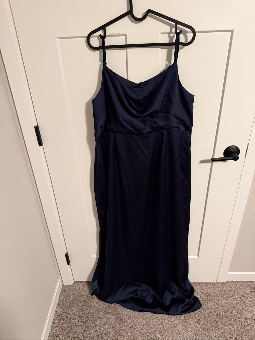 Sugarlips Navy Blue Satin Maxi Dress